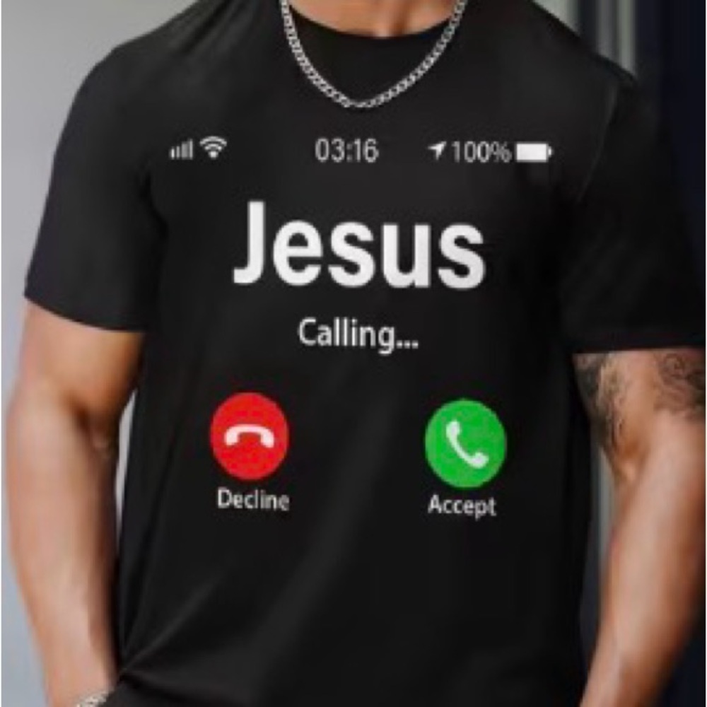 “Incoming Call: JESUS” Graphic T-Shirt – Faith-Inspired Design